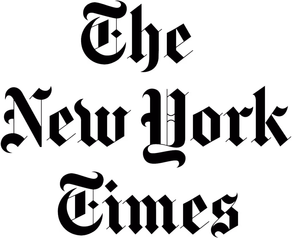 The New York Times logo in blackletter font with three stacked lines of text.